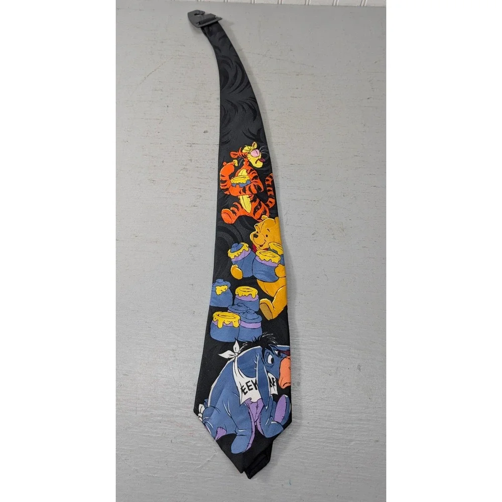 2pc Disney Pooh‎ Vintage Winnie the Pooh Eeyore Tigger Men's Necktie 90s Cartoon
